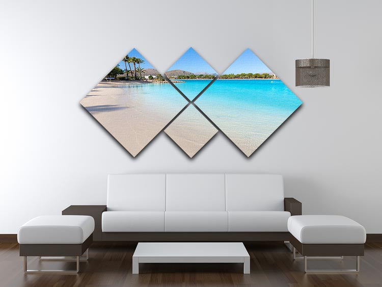 Platja de Alcudia beach 4 Square Multi Panel Canvas - Canvas Art Rocks - 3