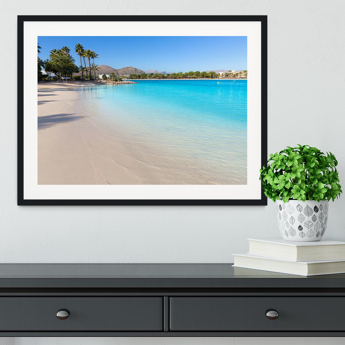 Platja de Alcudia beach Framed Print - Canvas Art Rocks - 1