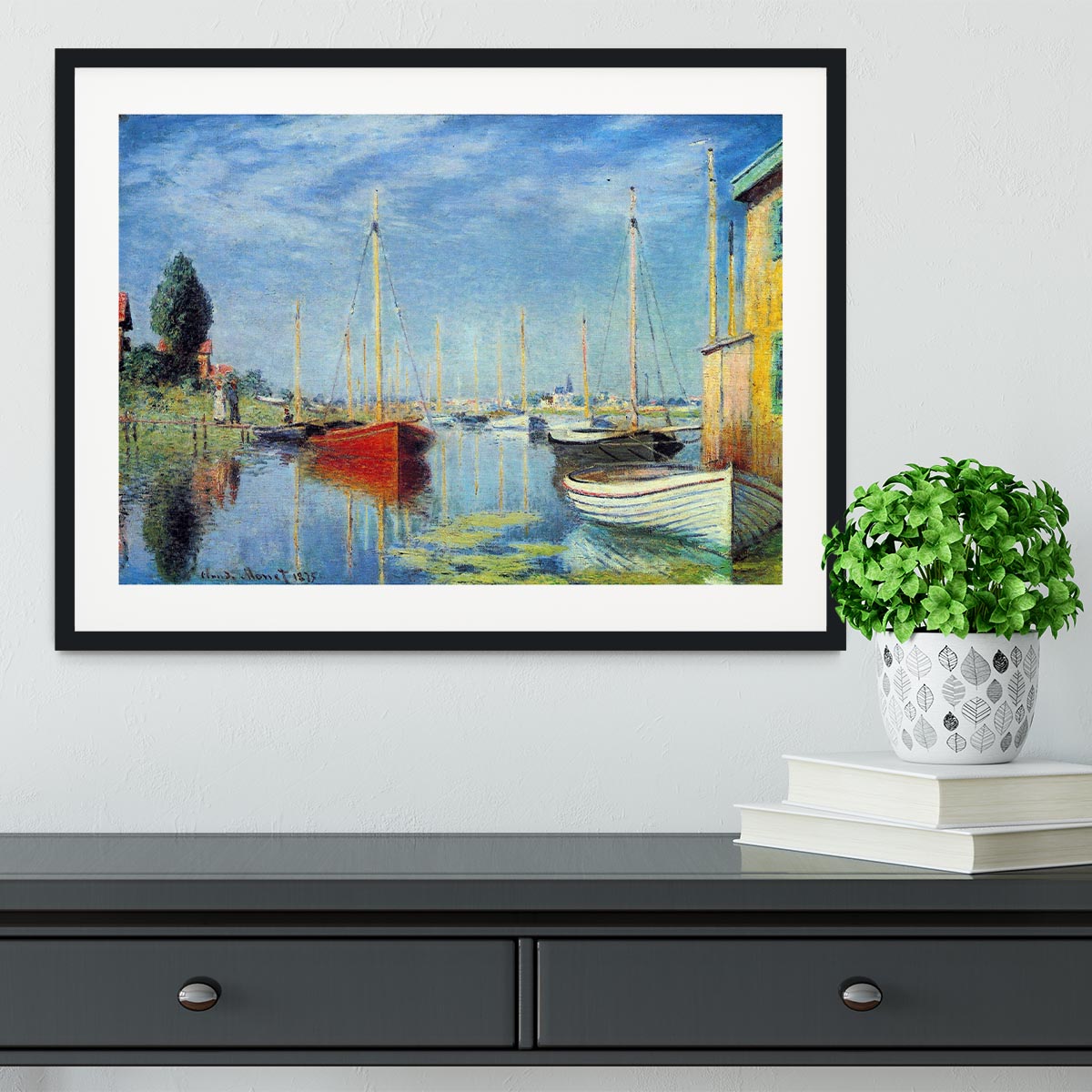 Pleasure Boats at Argenteuil by Monet Framed Print - Canvas Art Rocks - 1