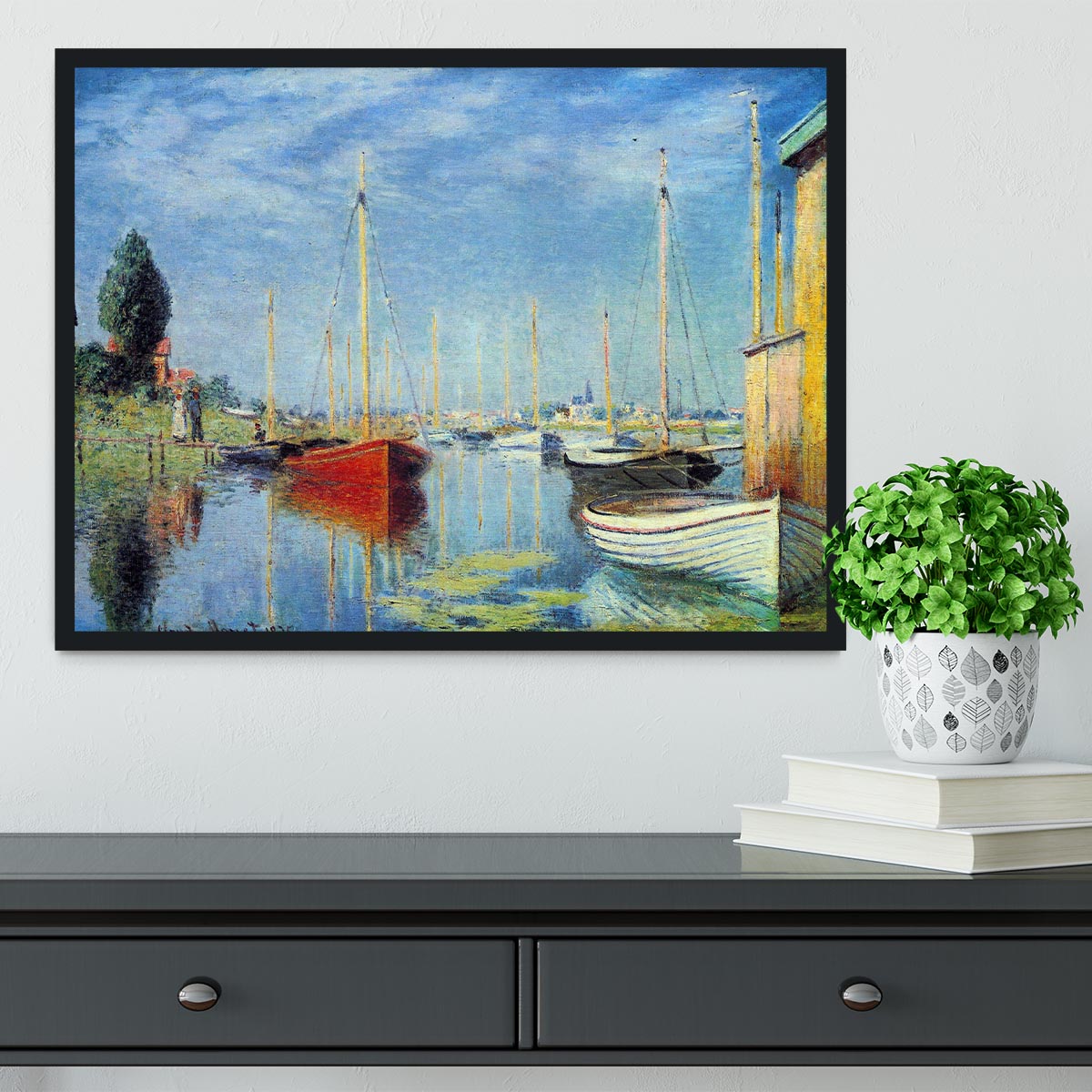 Pleasure Boats at Argenteuil by Monet Framed Print - Canvas Art Rocks - 2