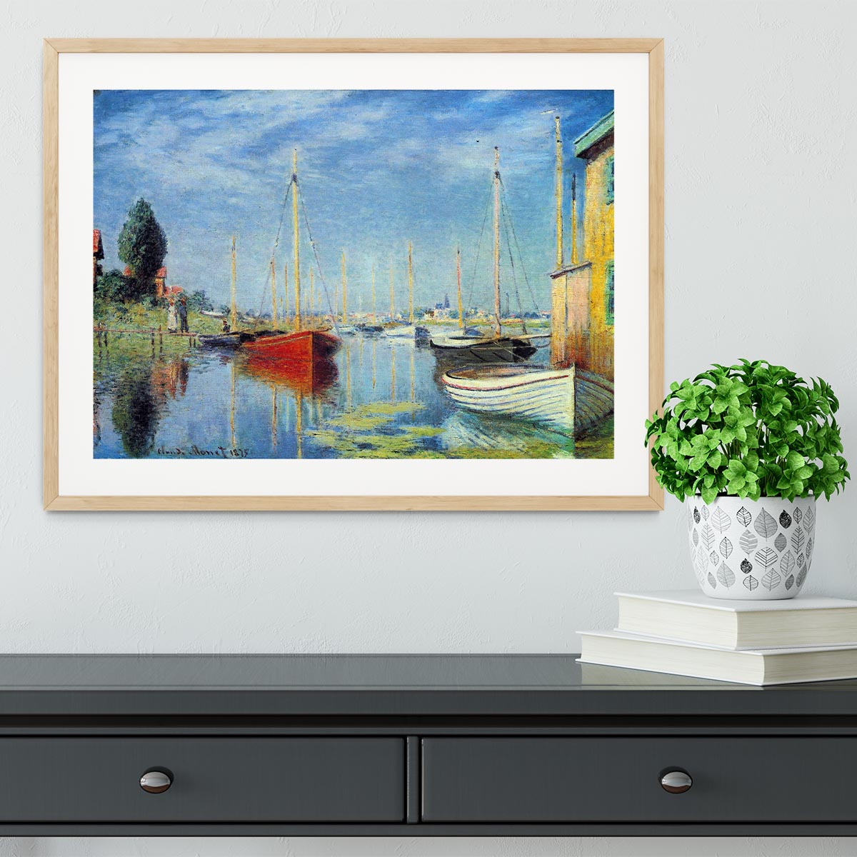Pleasure Boats at Argenteuil by Monet Framed Print - Canvas Art Rocks - 3