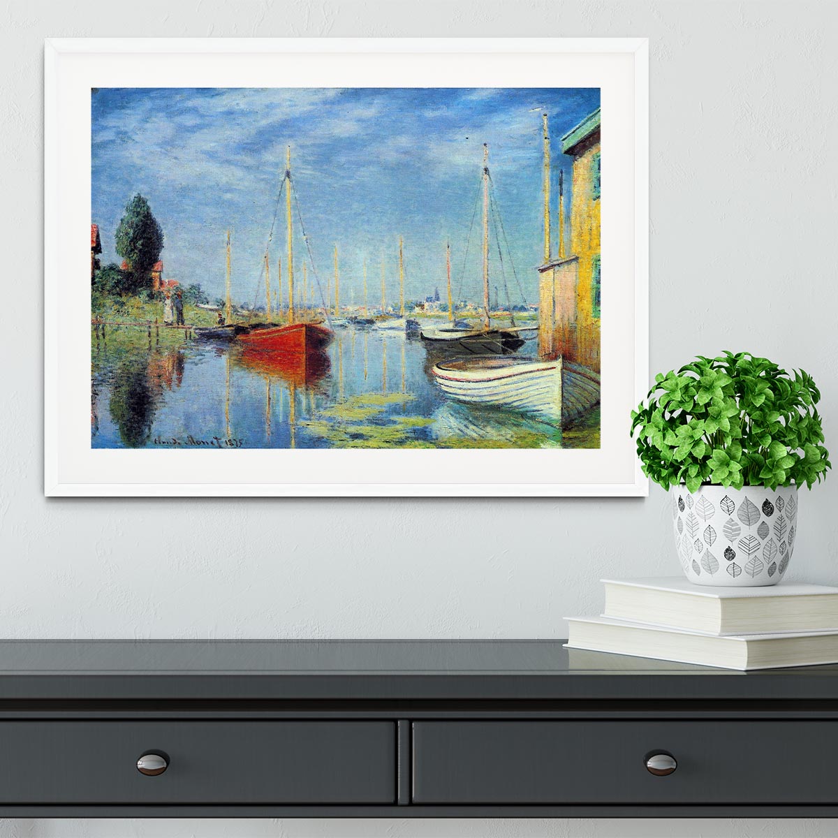 Pleasure Boats at Argenteuil by Monet Framed Print - Canvas Art Rocks - 5
