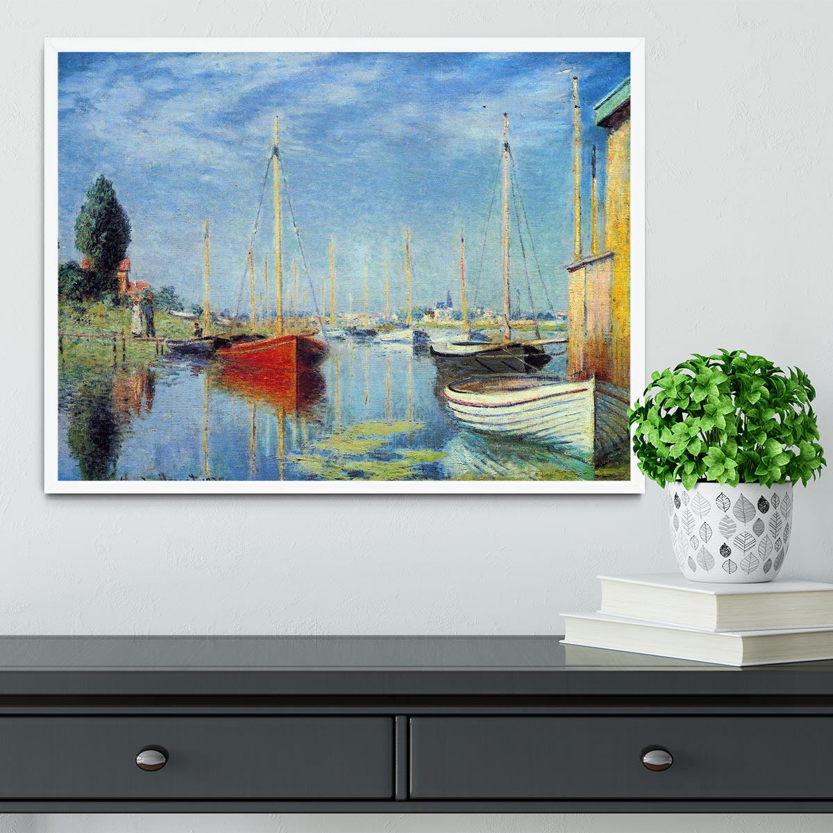 Pleasure Boats at Argenteuil by Monet Framed Print - Canvas Art Rocks -6