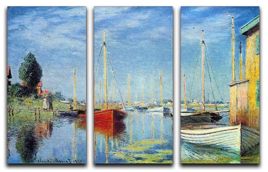 Pleasure Boats at Argenteuil by Monet Split Panel Canvas Print - Canvas Art Rocks - 4