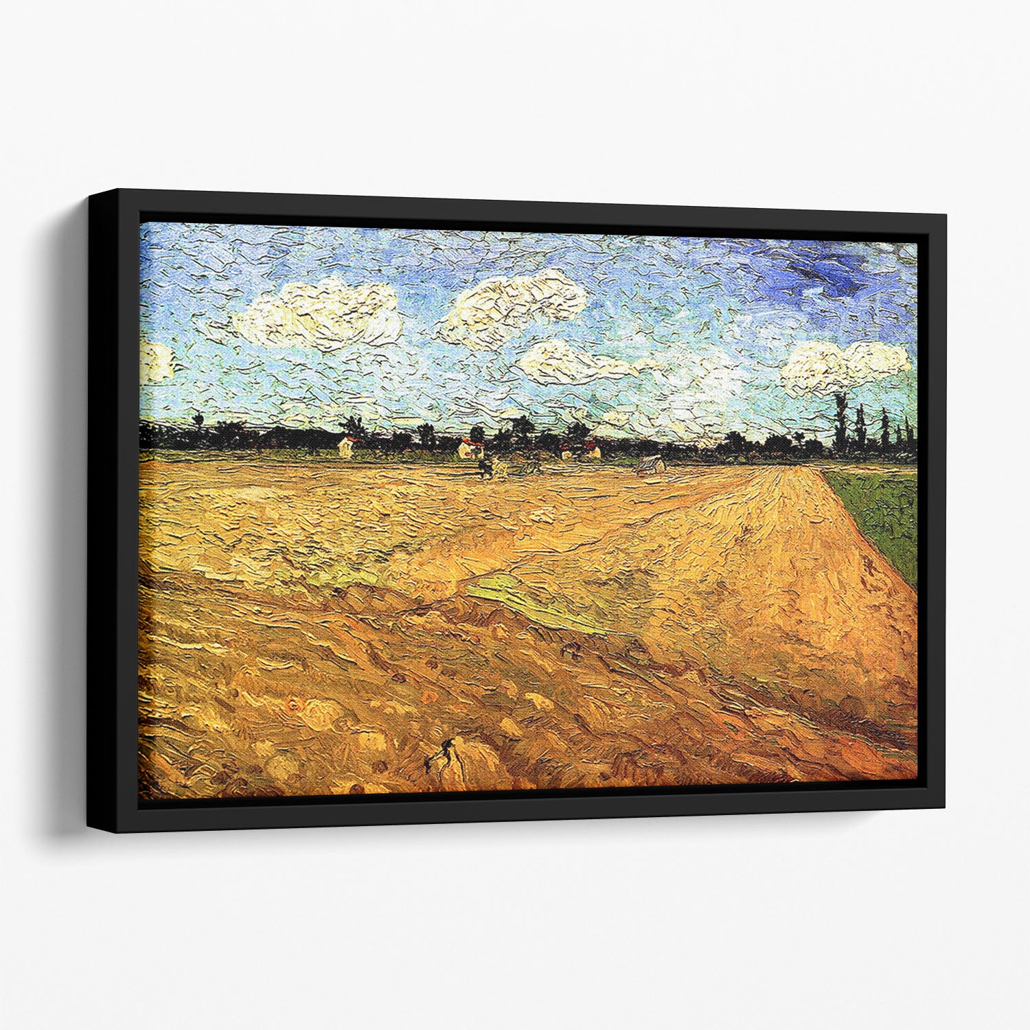 Ploughed Field by Van Gogh Floating Framed Canvas