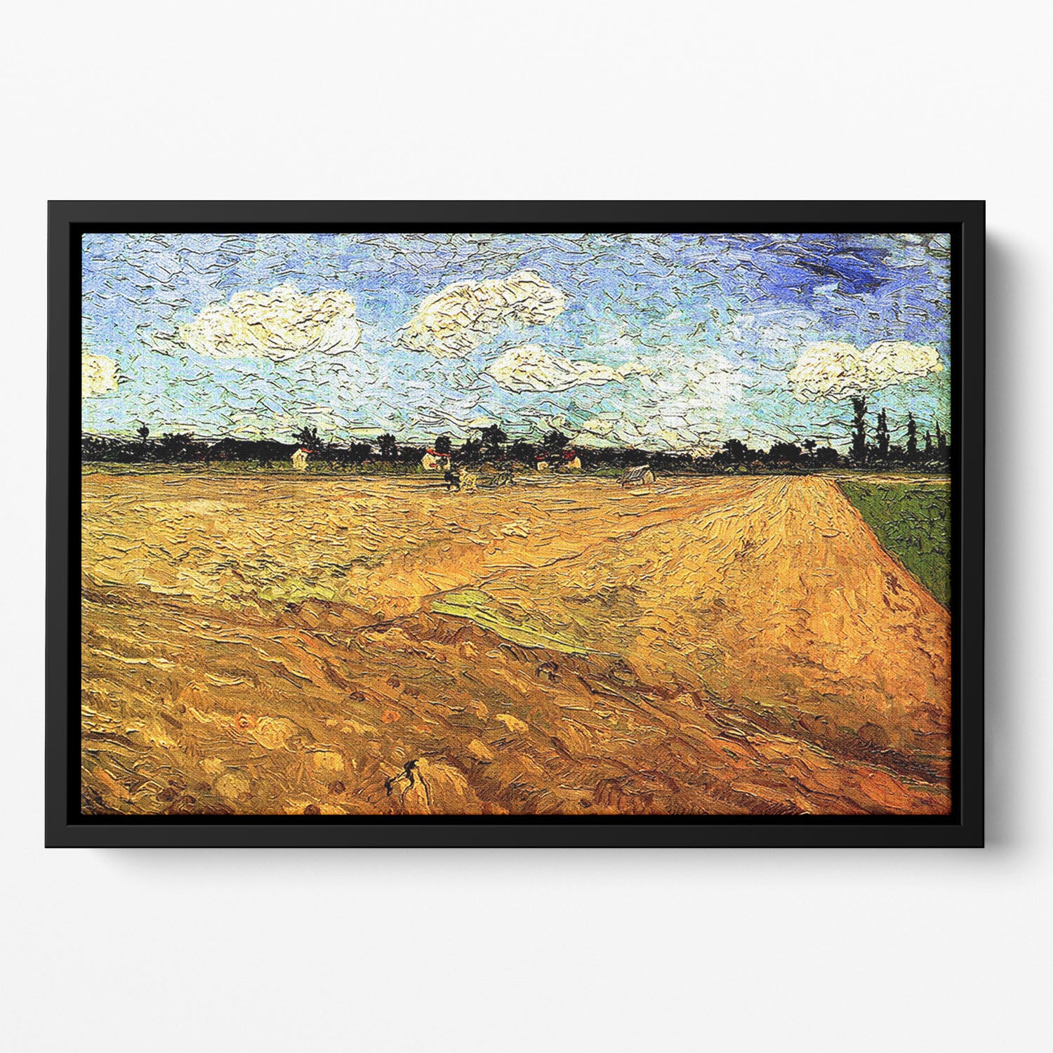 Ploughed Field by Van Gogh Floating Framed Canvas