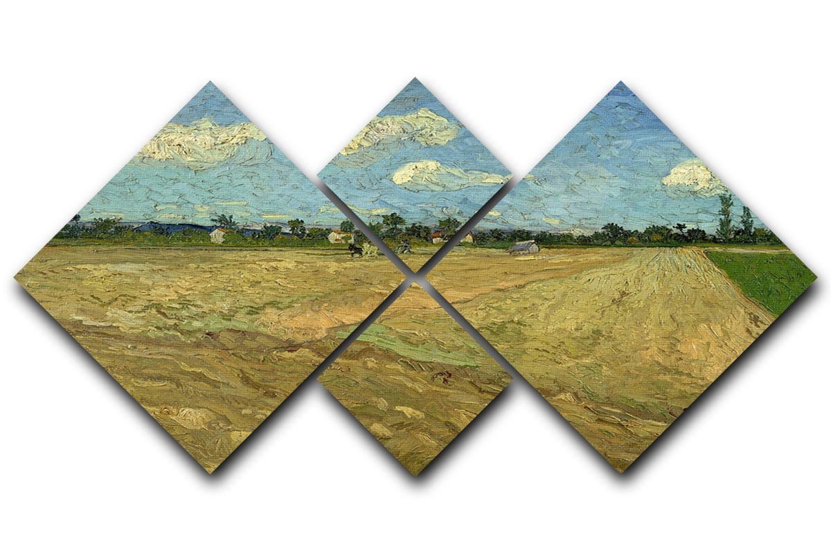 Ploughed fields by Van Gogh 4 Square Multi Panel Canvas  - Canvas Art Rocks - 1