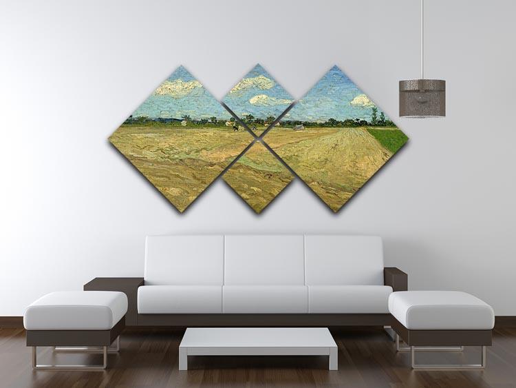 Ploughed fields by Van Gogh 4 Square Multi Panel Canvas - Canvas Art Rocks - 3