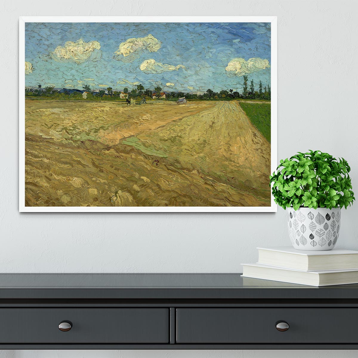 Ploughed fields by Van Gogh Framed Print - Canvas Art Rocks -6