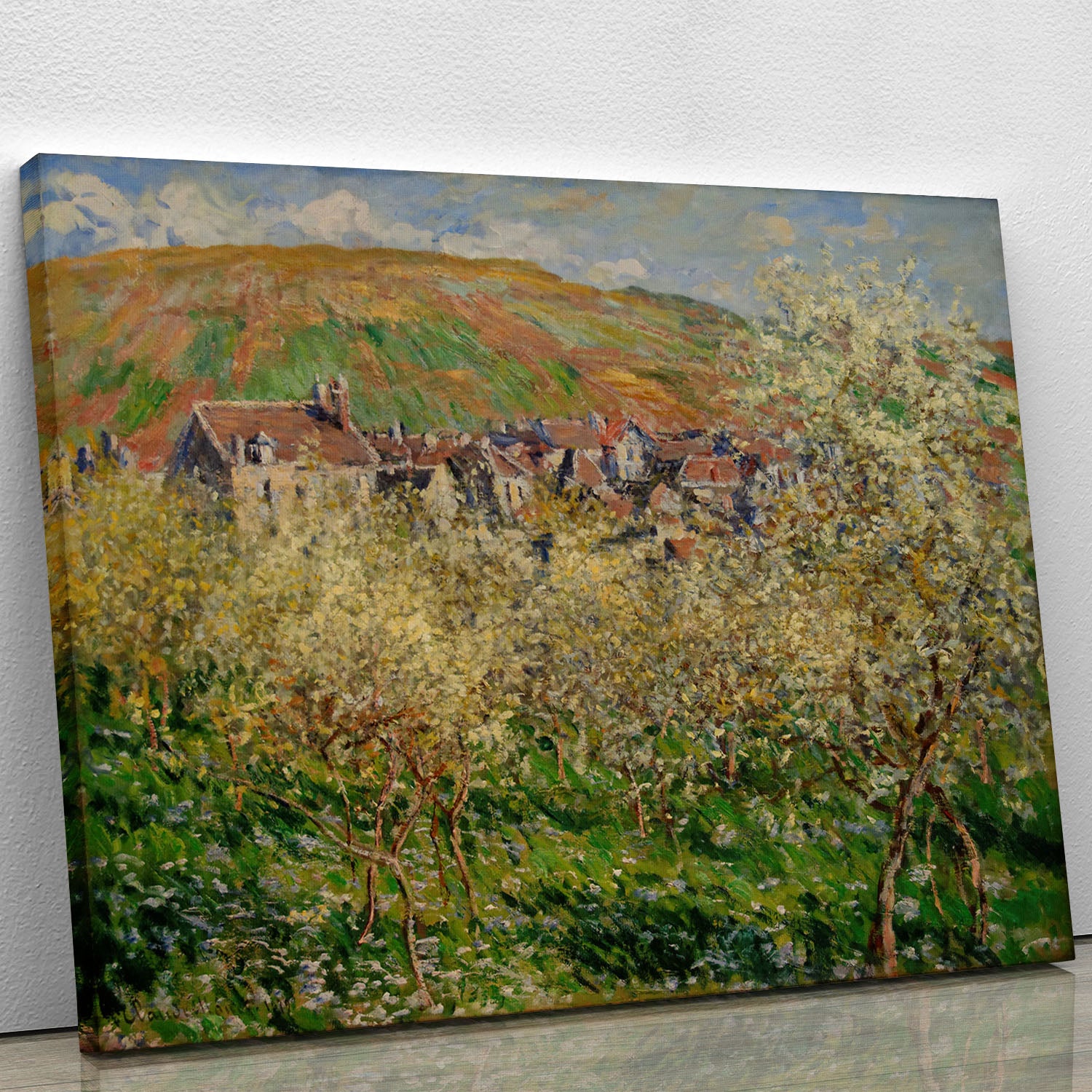 Plum trees in blossom by Monet Canvas Print or Poster - Canvas Art Rocks - 1
