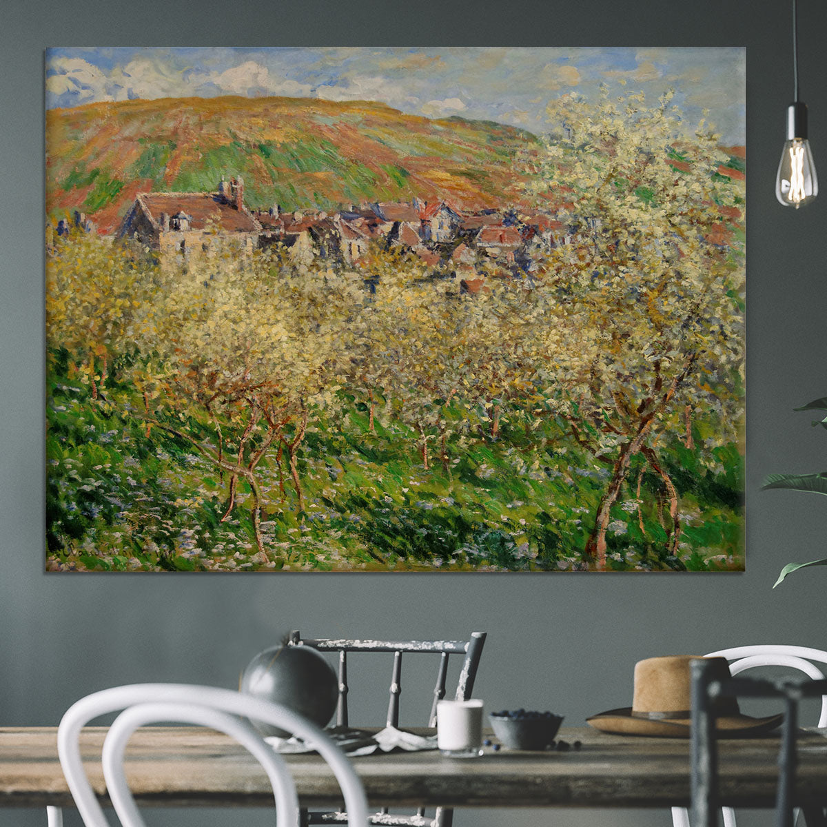 Plum trees in blossom by Monet Canvas Print or Poster - Canvas Art Rocks - 3