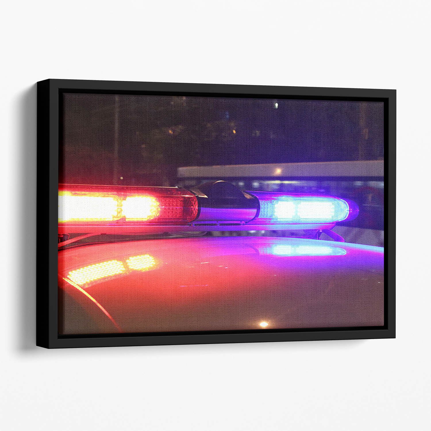Police lights Floating Framed Canvas