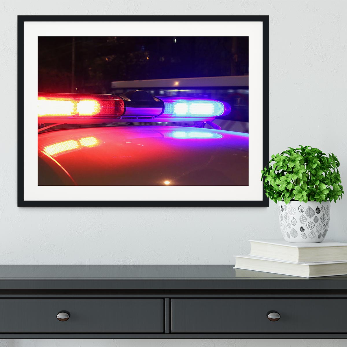 Police lights Framed Print - Canvas Art Rocks - 1