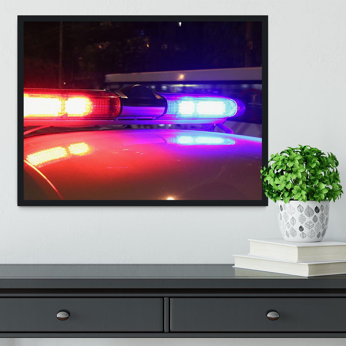Police lights Framed Print - Canvas Art Rocks - 2