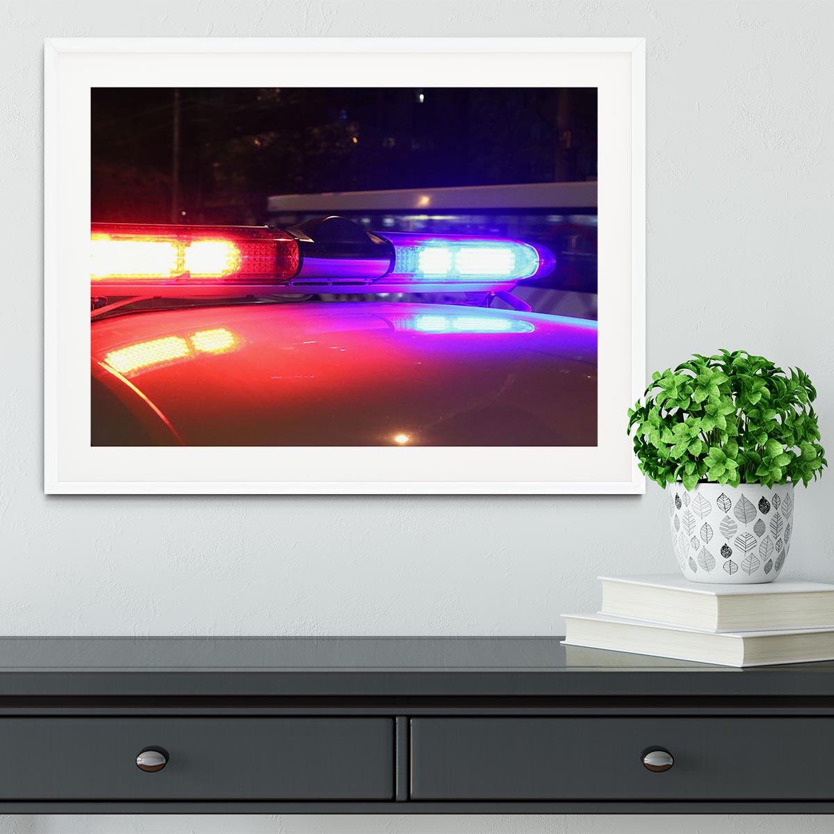 Police lights Framed Print - Canvas Art Rocks - 5
