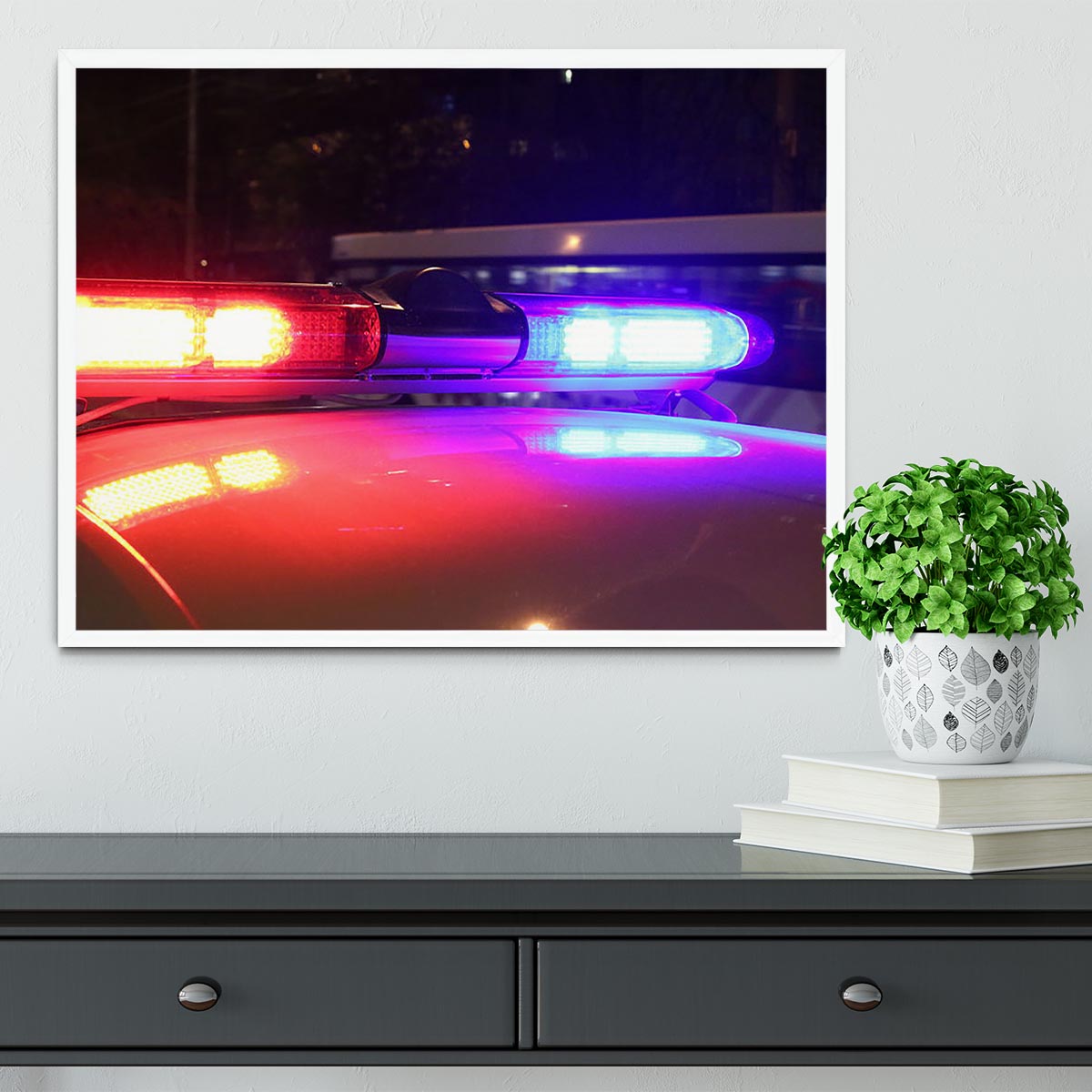 Police lights Framed Print - Canvas Art Rocks -6