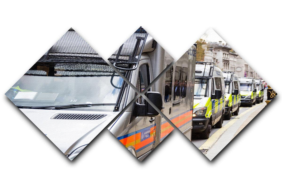 Police vans in a row 4 Square Multi Panel Canvas  - Canvas Art Rocks - 1