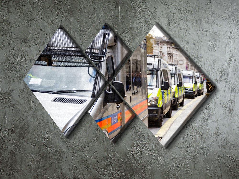 Police vans in a row 4 Square Multi Panel Canvas  - Canvas Art Rocks - 2