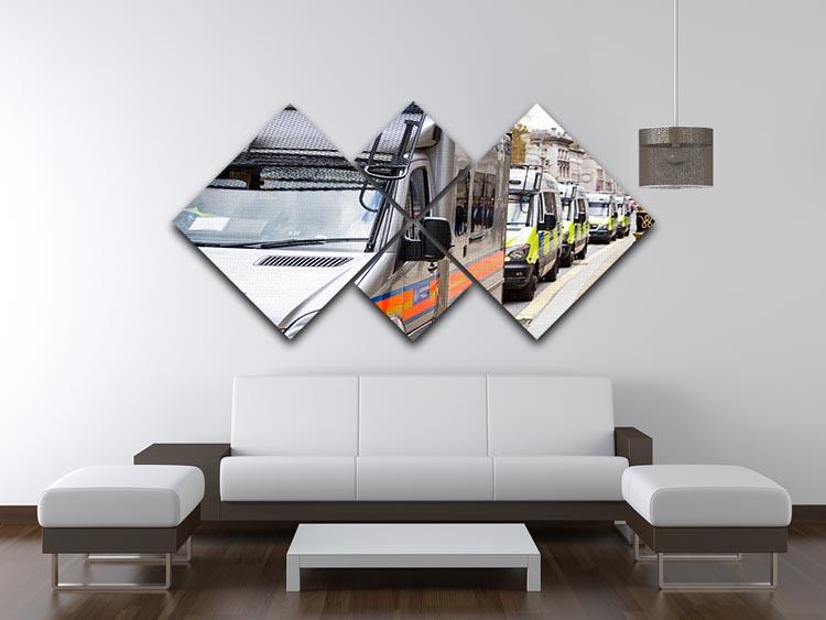 Police vans in a row 4 Square Multi Panel Canvas  - Canvas Art Rocks - 3