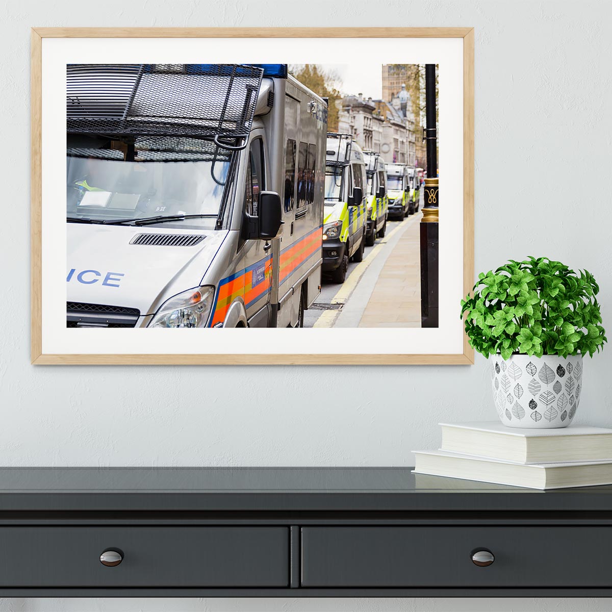 Police vans in a row Framed Print - Canvas Art Rocks - 3