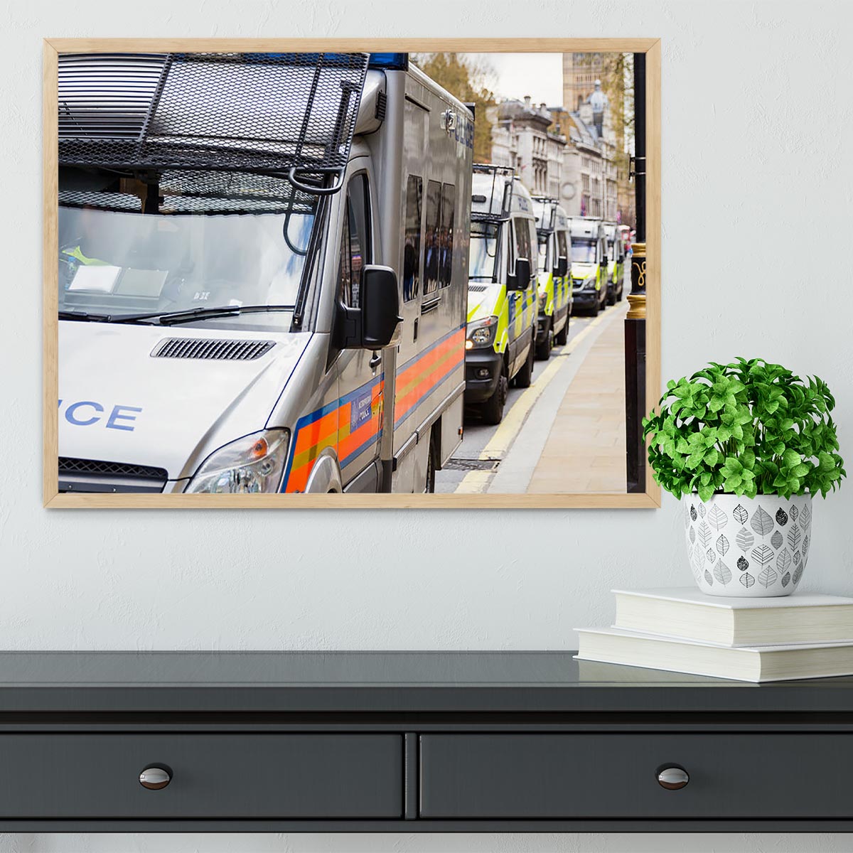 Police vans in a row Framed Print - Canvas Art Rocks - 4
