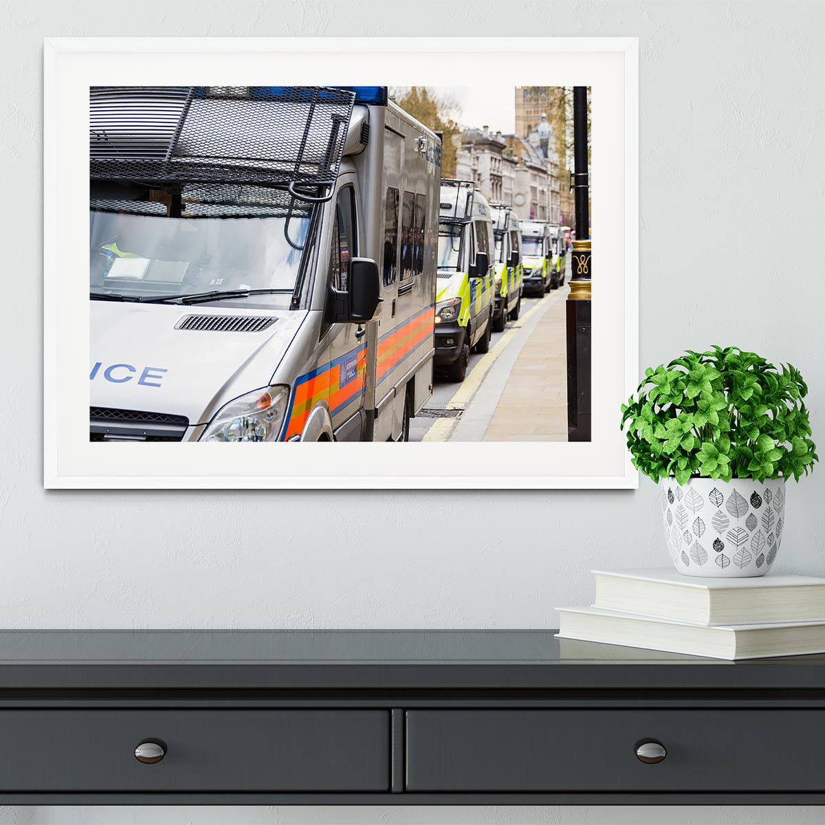 Police vans in a row Framed Print - Canvas Art Rocks - 5