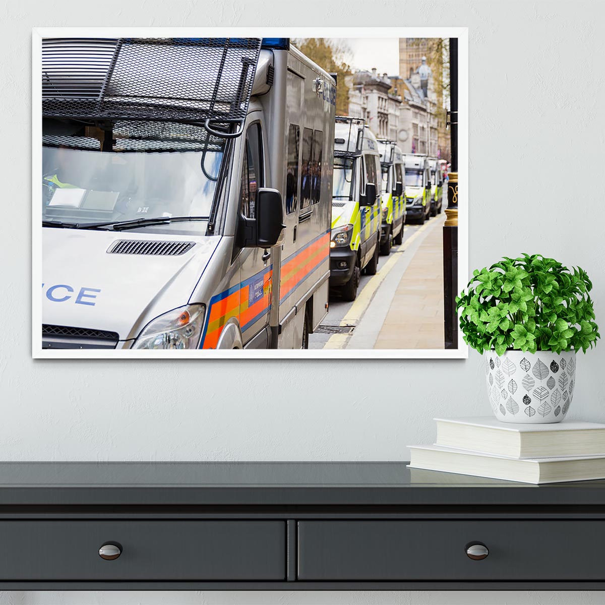 Police vans in a row Framed Print - Canvas Art Rocks -6