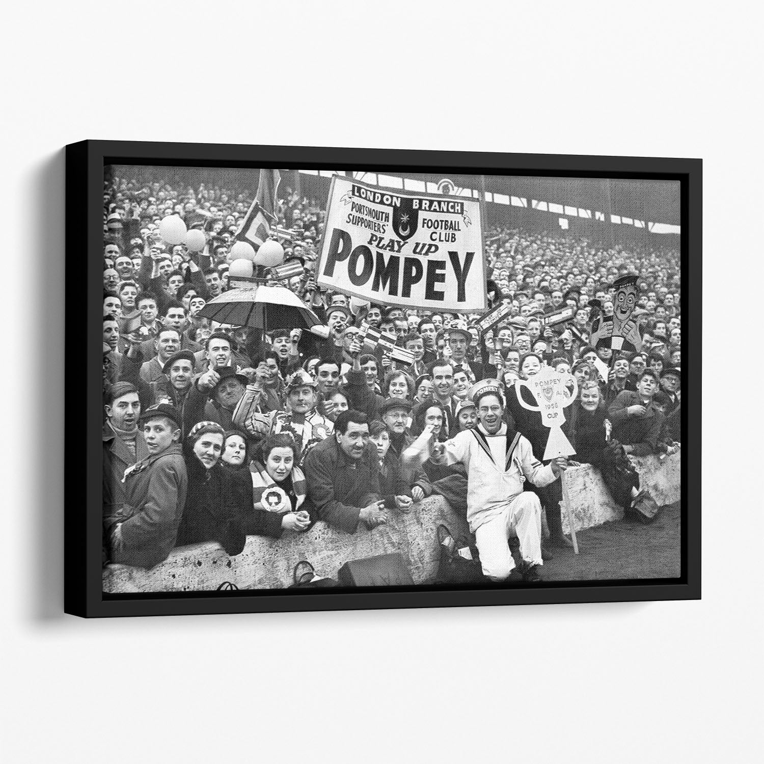 Pompey Supporters 1956 Floating Framed Canvas - Canvas Art Rocks - 1