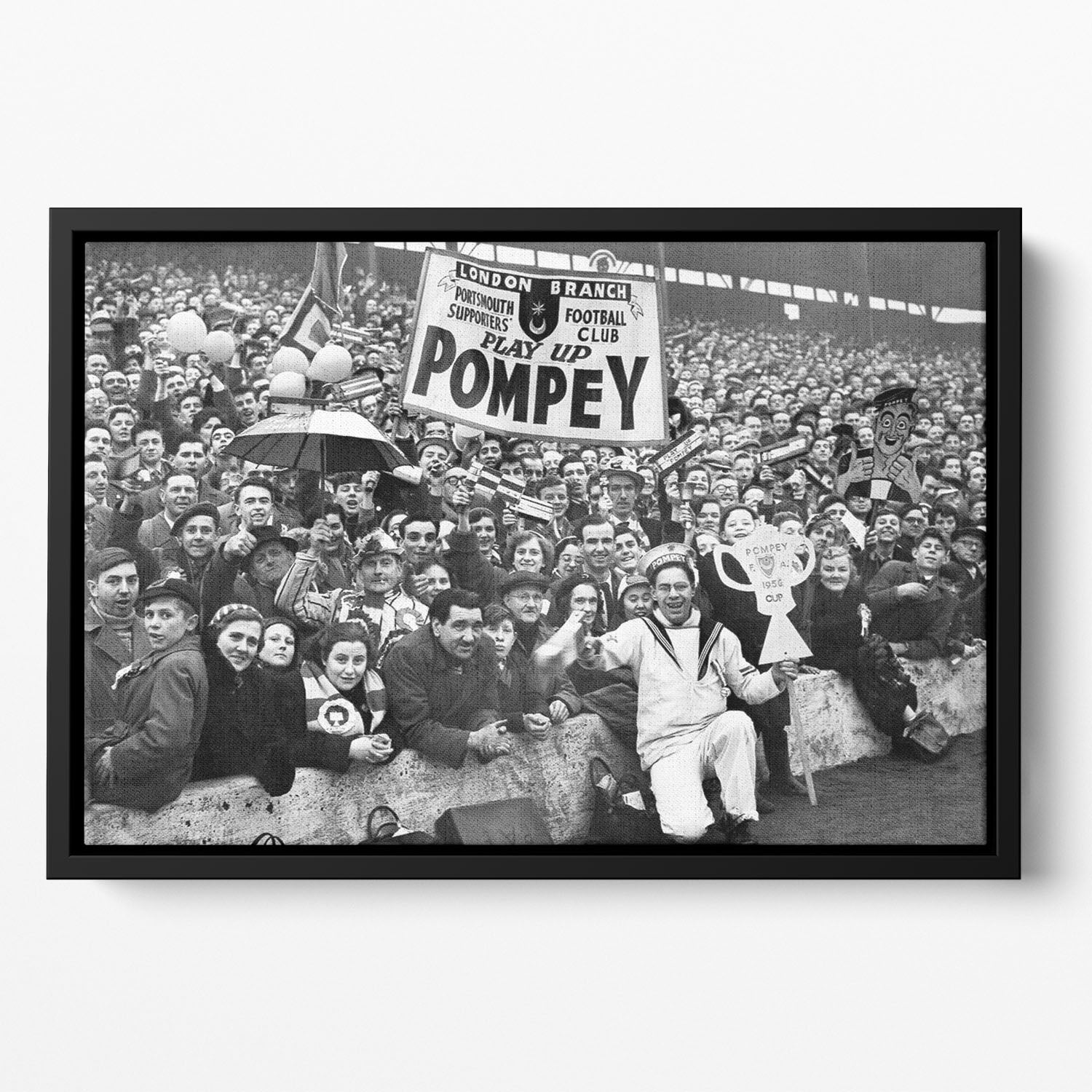 Pompey Supporters 1956 Floating Framed Canvas - Canvas Art Rocks - 2