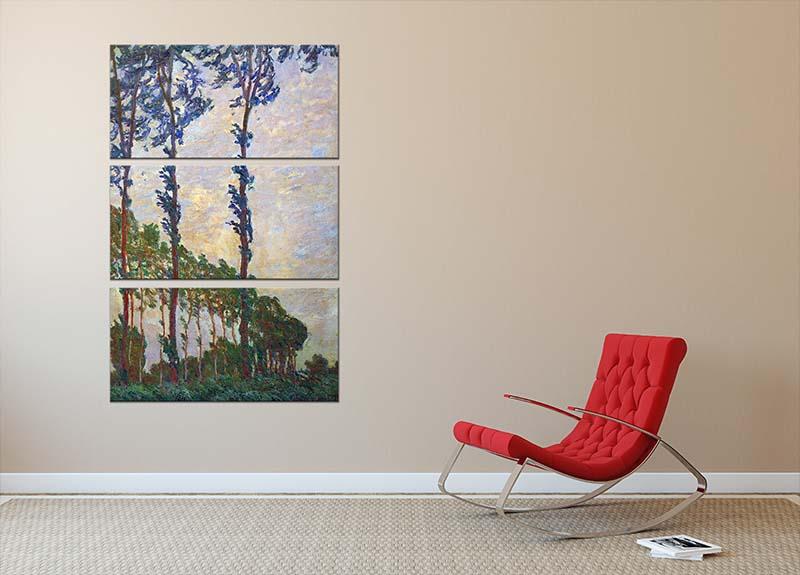 Poplar series wind by Monet 3 Split Panel Canvas Print - Canvas Art Rocks - 2