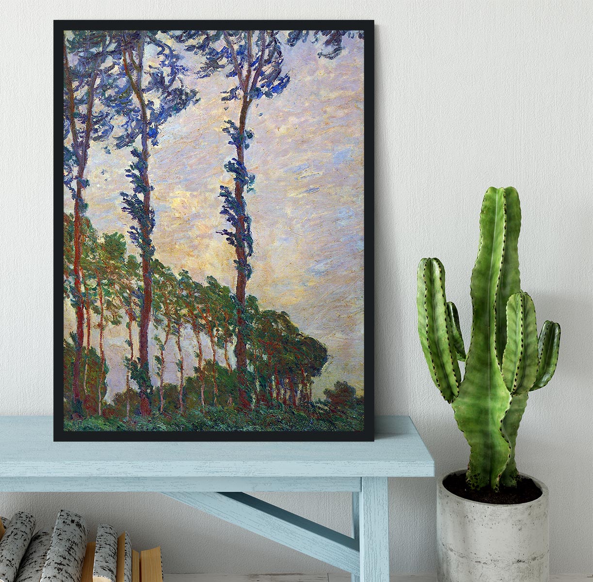 Poplar series wind by Monet Framed Print - Canvas Art Rocks - 2