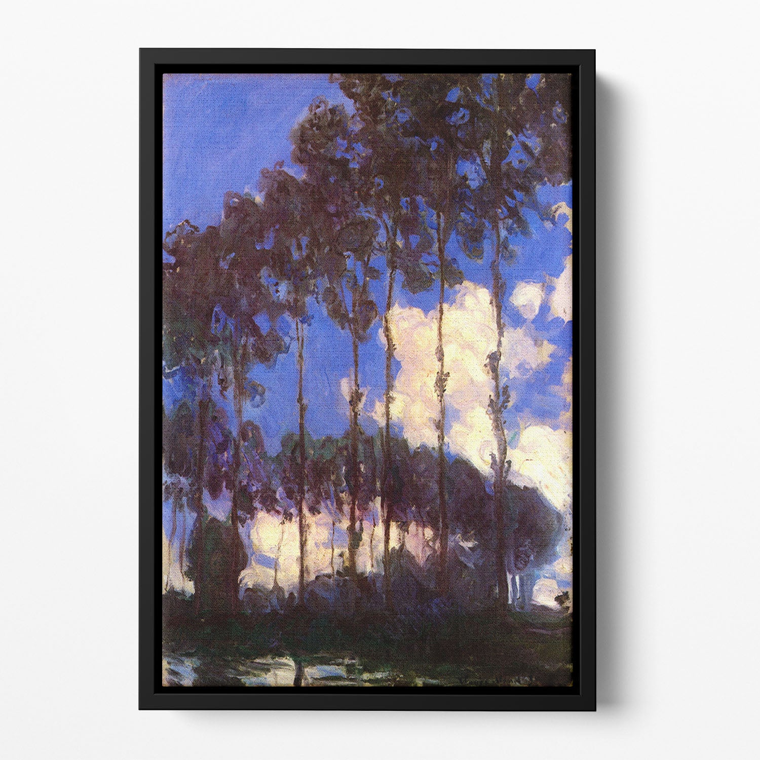 Poplars at the Epte by Monet Floating Framed Canvas