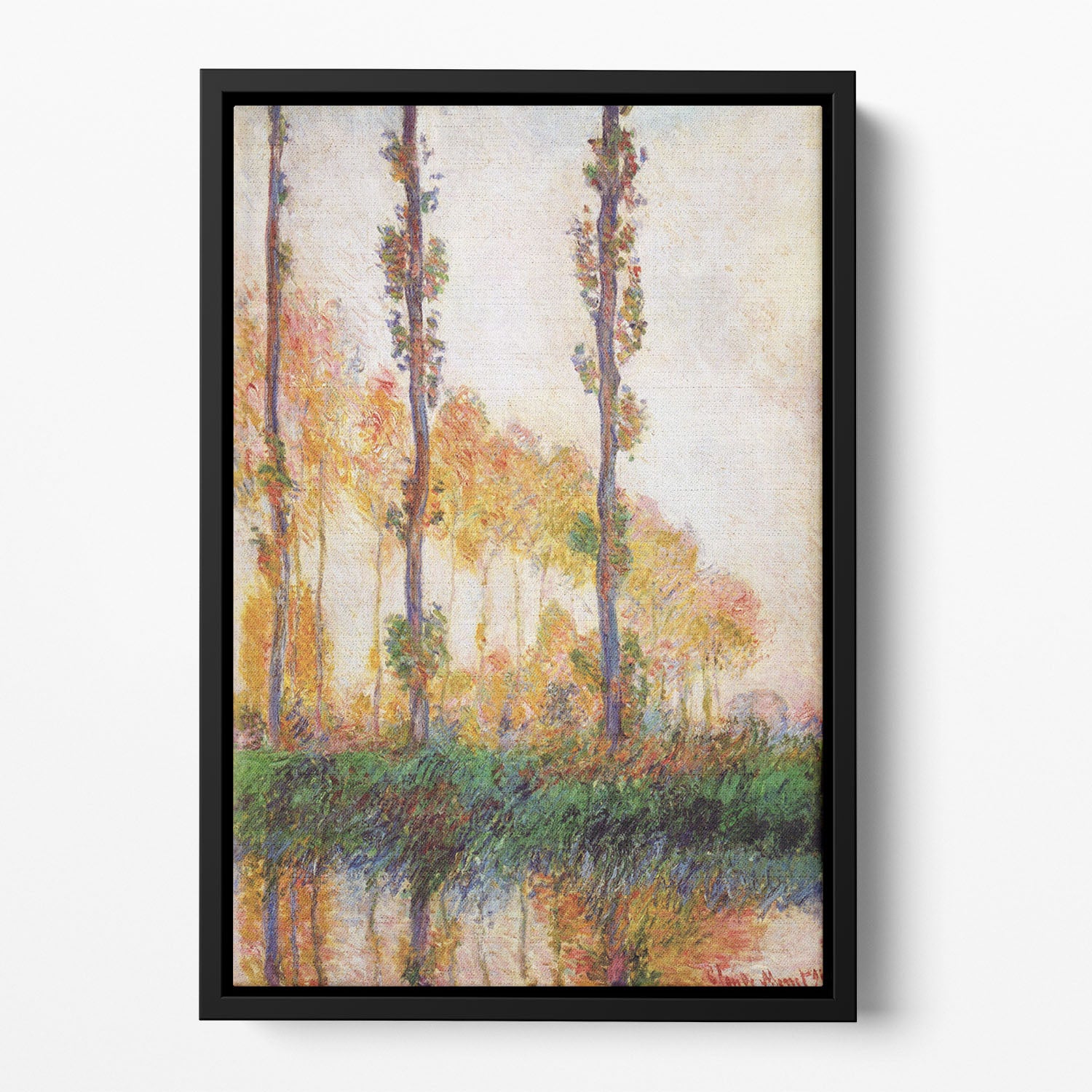 Poplars in Autumn 2 by Monet Floating Framed Canvas