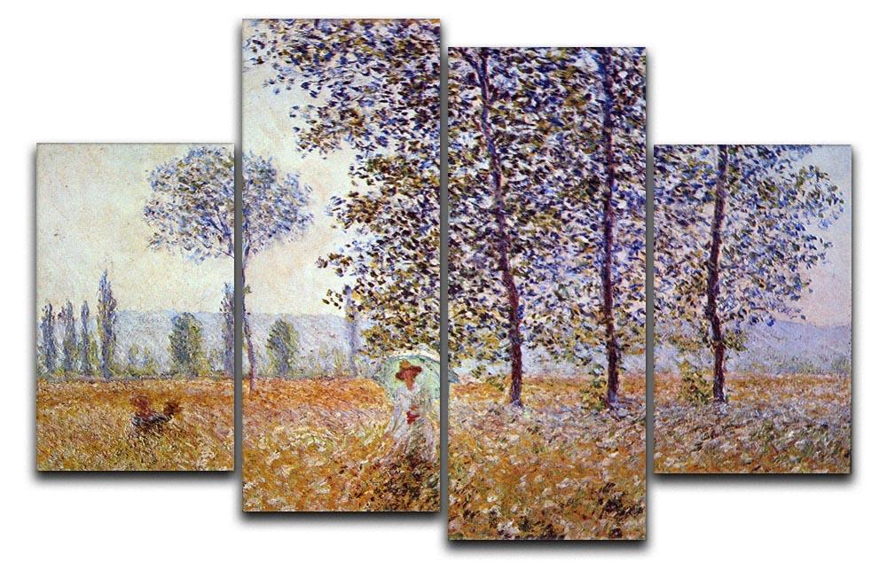 Poplars in the sunlight by Monet 4 Split Panel Canvas  - Canvas Art Rocks - 1