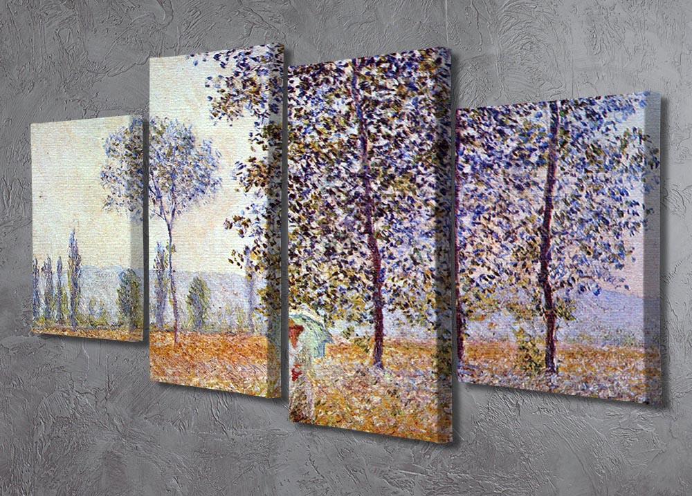 Poplars in the sunlight by Monet 4 Split Panel Canvas - Canvas Art Rocks - 2