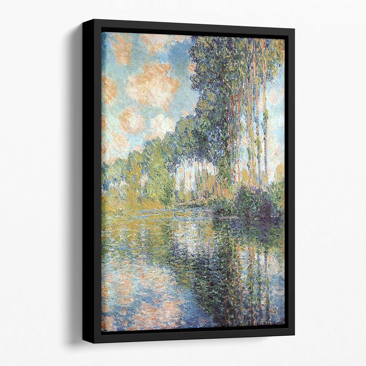 Poplars on the Epte by Monet Floating Framed Canvas
