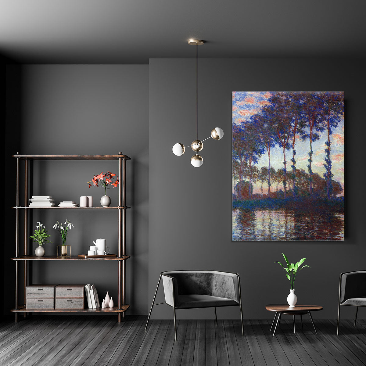 Poplars sunset by Monet Canvas Print or Poster - Canvas Art Rocks - 5