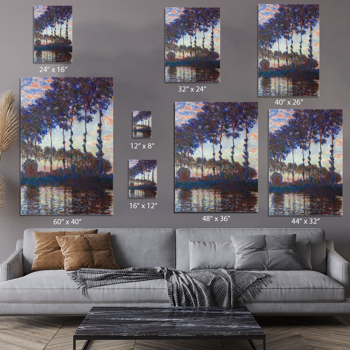 Poplars sunset by Monet Canvas Print or Poster - Canvas Art Rocks - 7