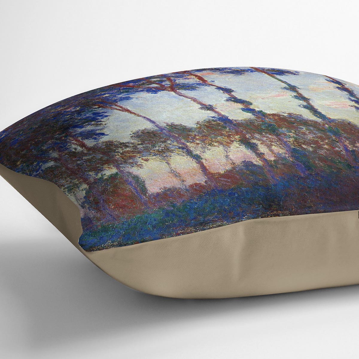 Poplars sunset by Monet Cushion