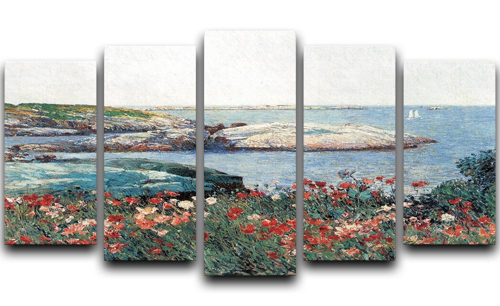 Poppies Isles of Shoals 1 by Hassam 5 Split Panel Canvas - Canvas Art Rocks - 1