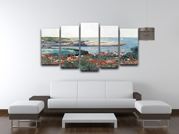 Poppies Isles of Shoals 1 by Hassam 5 Split Panel Canvas - Canvas Art Rocks - 3