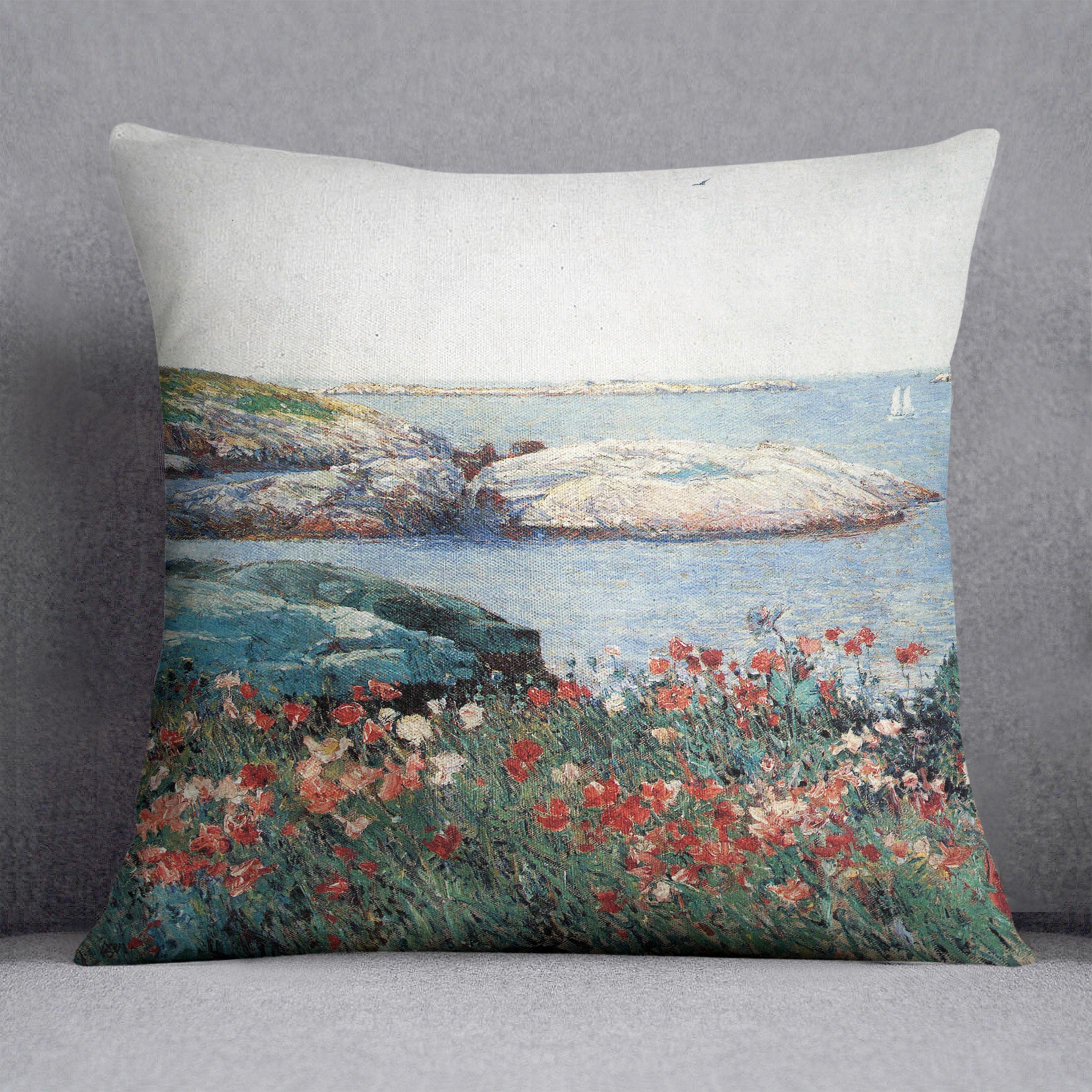 Poppies Isles of Shoals 1 by Hassam Cushion - Canvas Art Rocks - 1