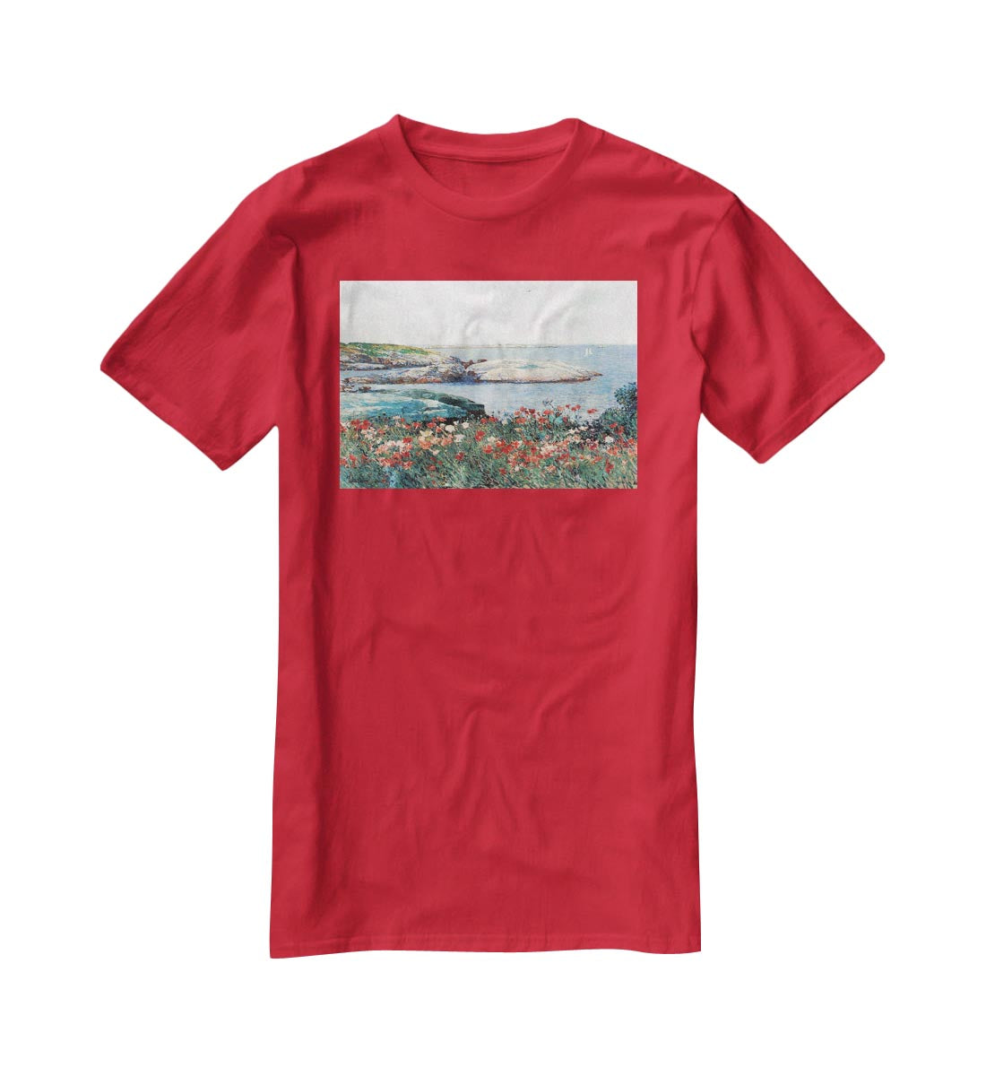 Poppies Isles of Shoals 1 by Hassam T-Shirt - Canvas Art Rocks - 4