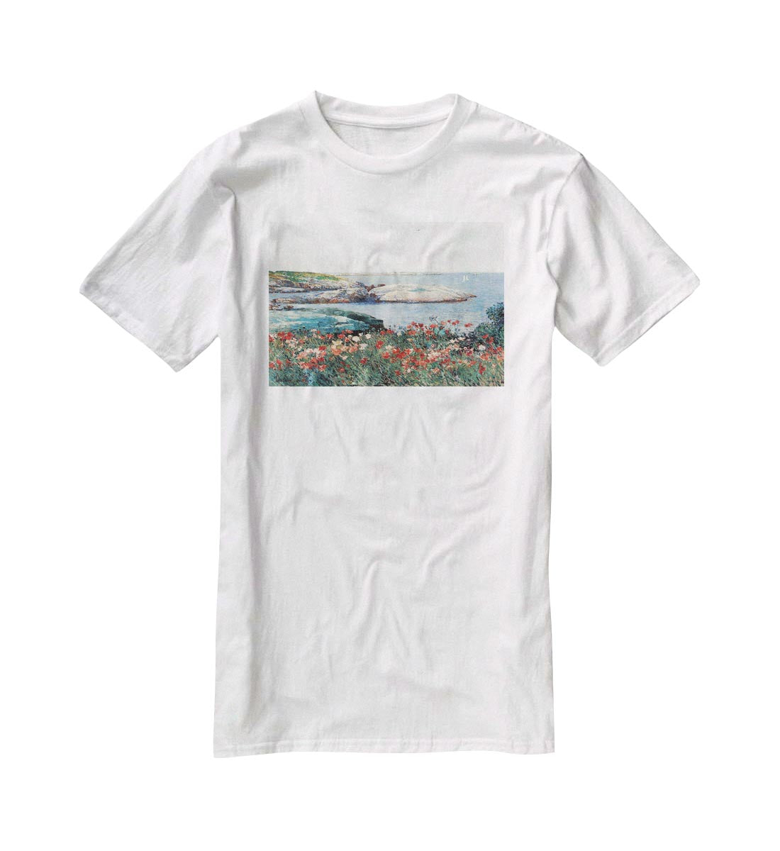 Poppies Isles of Shoals 1 by Hassam T-Shirt - Canvas Art Rocks - 5