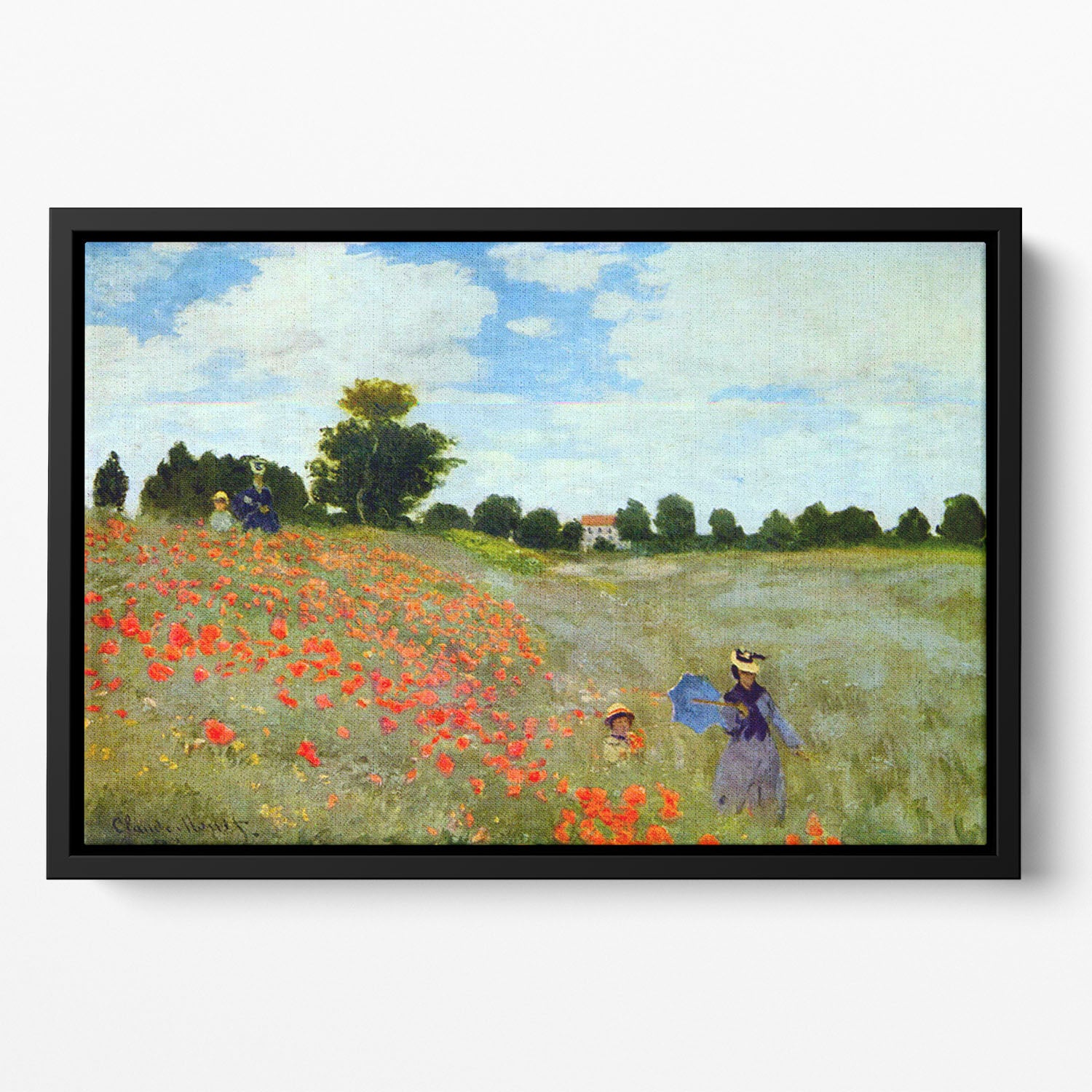 Poppies by Monet Floating Framed Canvas