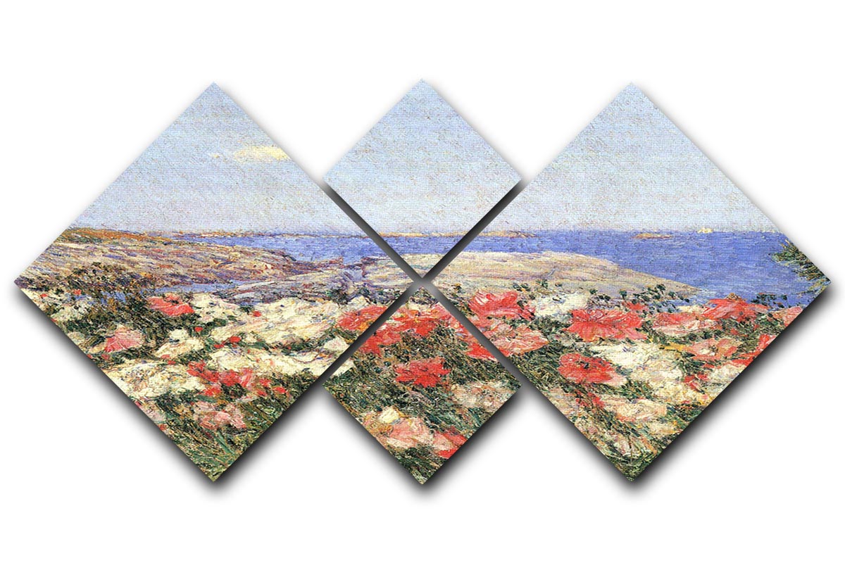 Poppies on the Isles of Shoals by Hassam 4 Square Multi Panel Canvas - Canvas Art Rocks - 1