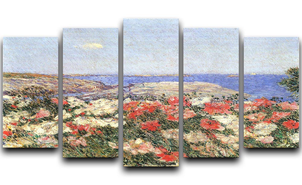 Poppies on the Isles of Shoals by Hassam 5 Split Panel Canvas - Canvas Art Rocks - 1