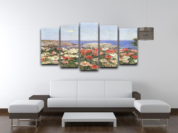 Poppies on the Isles of Shoals by Hassam 5 Split Panel Canvas - Canvas Art Rocks - 3