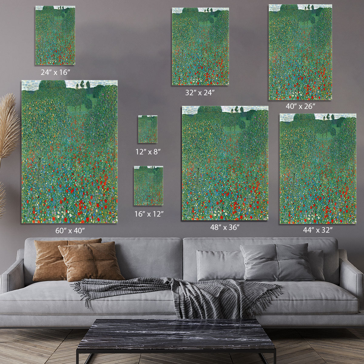 Poppy Field by Klimt Canvas Print or Poster - Canvas Art Rocks - 7