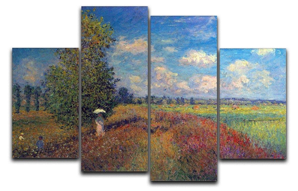 Poppy Field in Summer by Monet 4 Split Panel Canvas  - Canvas Art Rocks - 1
